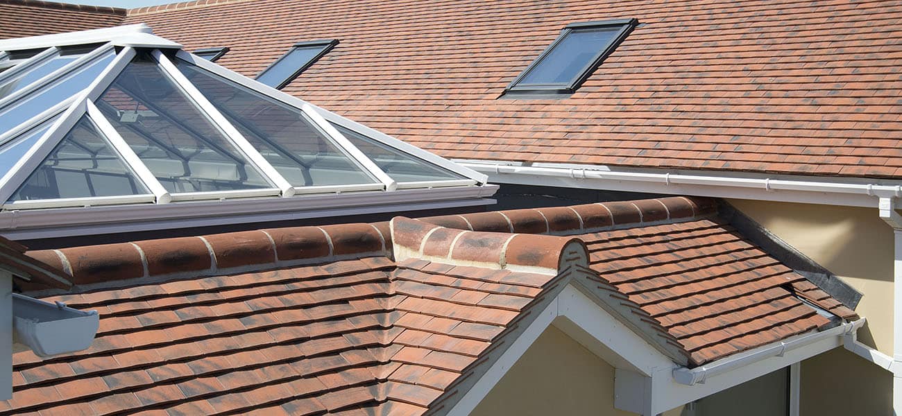 Roof detail showing ridge valley with Ashdowne used