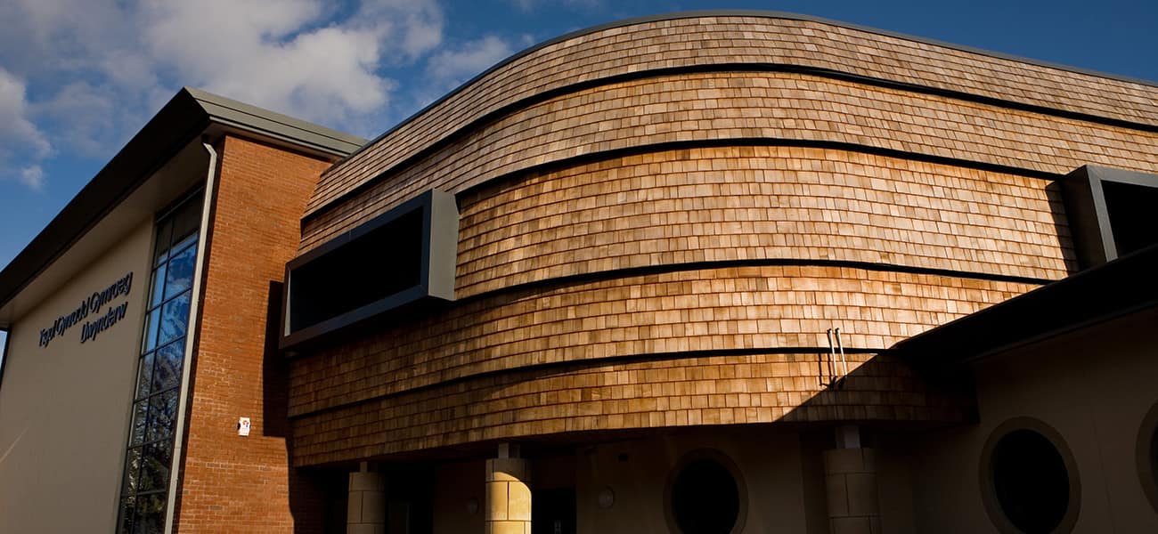 Cedar shingles from Marley Ltd used on Swansea School