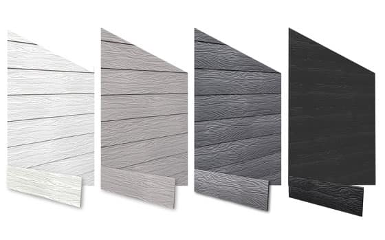 4 Marley fibre cement weatherboard sample colours displayed 