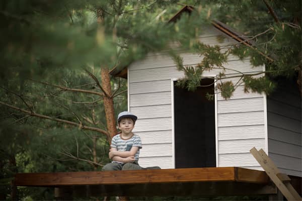 Marley fiber cement weatherboard installed on treehouse in white