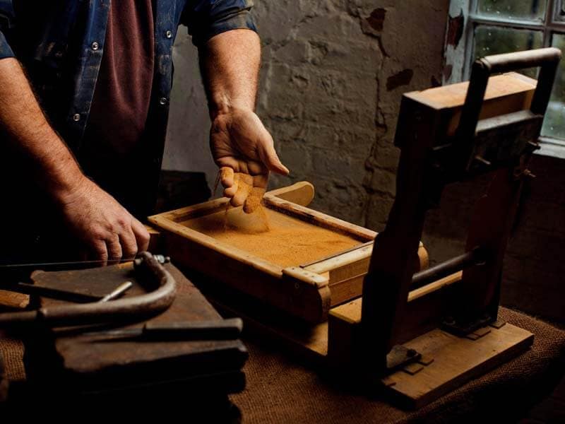 Canterbury handmade process sanding the mould by Marley