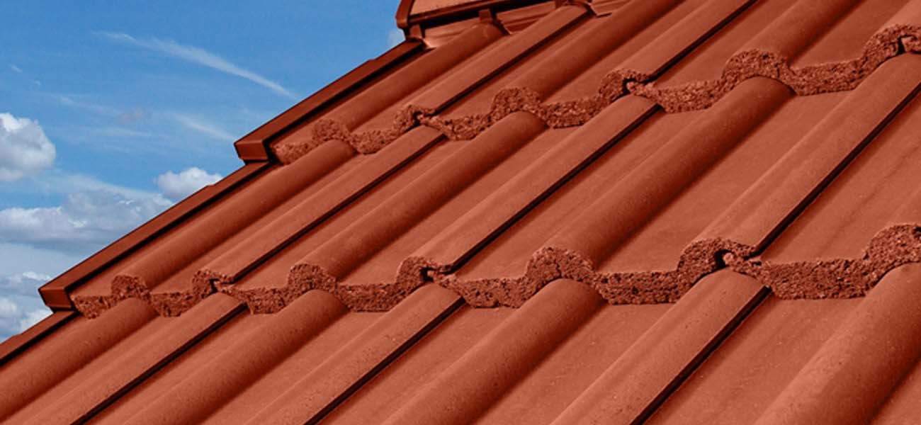 An image of a double roman concrete interlocking tile roof.