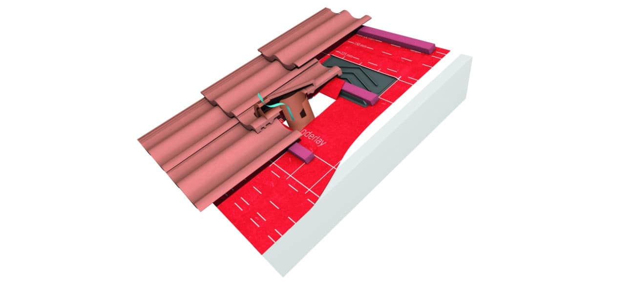 Image of tile vent terminal suitable for large format concrete interlocking tiles available from Marley